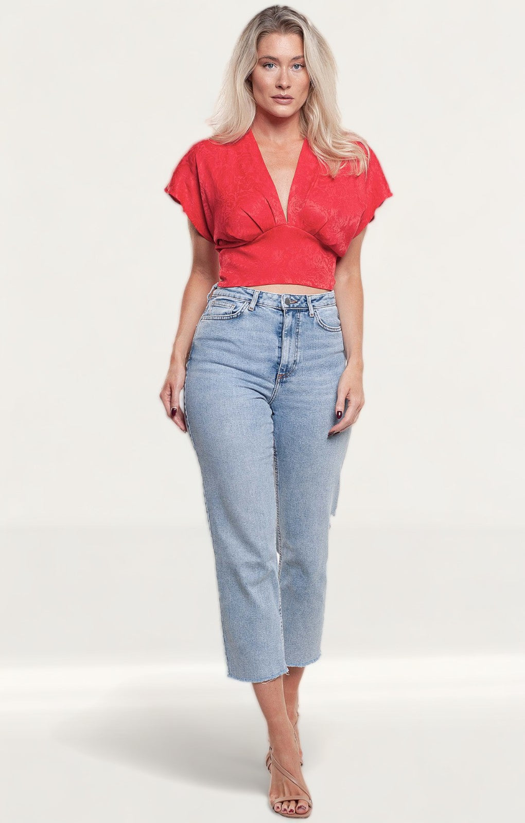Zara Red Cropped Top With Bow