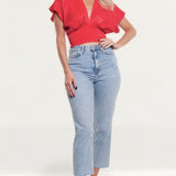 Zara Red Cropped Top With Bow