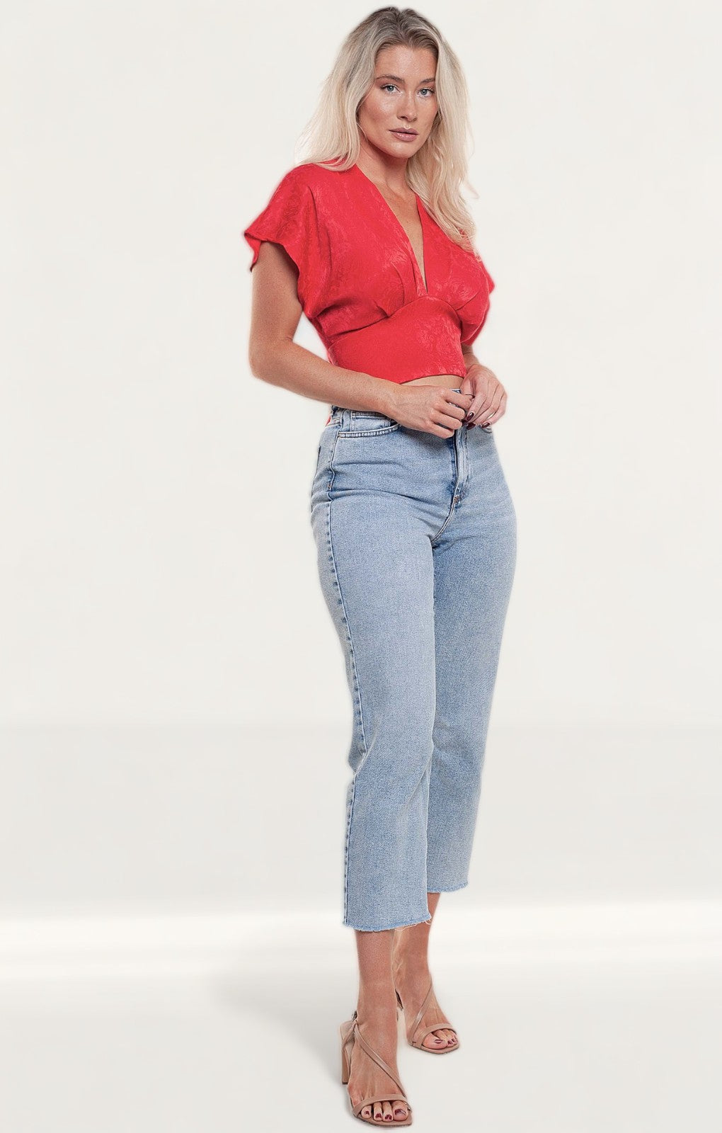 Zara Red Cropped Top With Bow