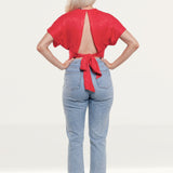 Zara Red Cropped Top With Bow