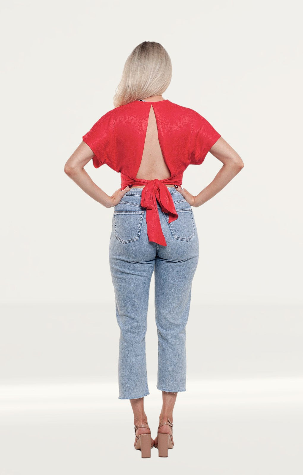 Zara Red Cropped Top With Bow