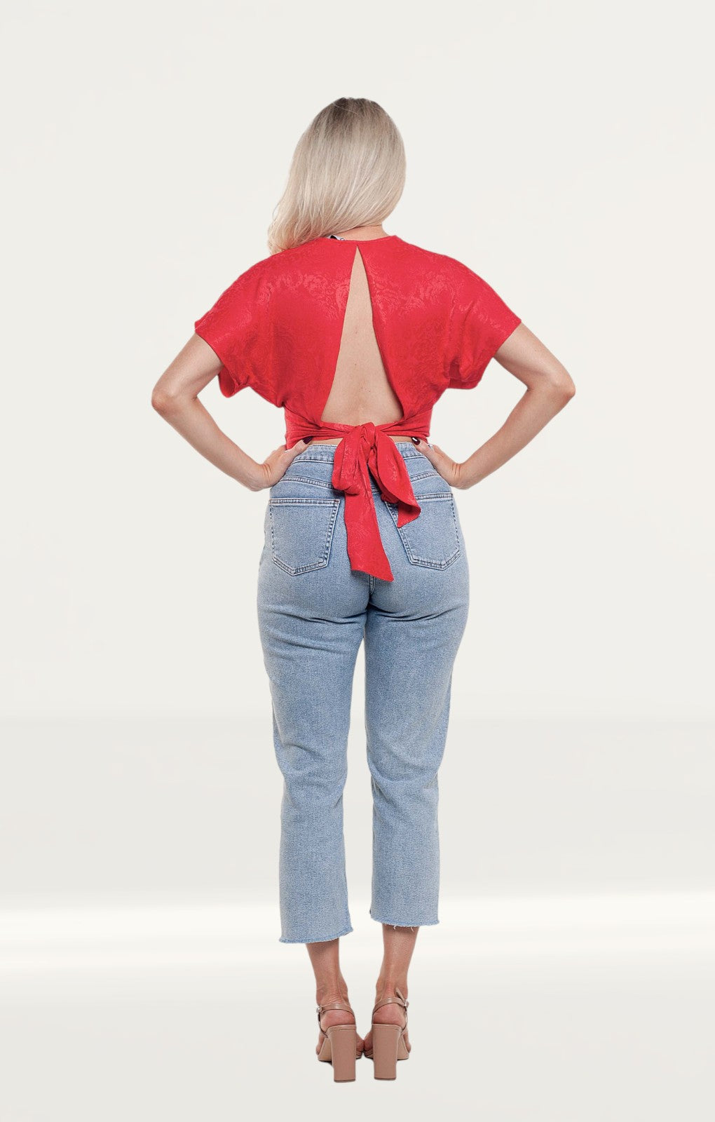 Zara Red Cropped Top With Bow product image
