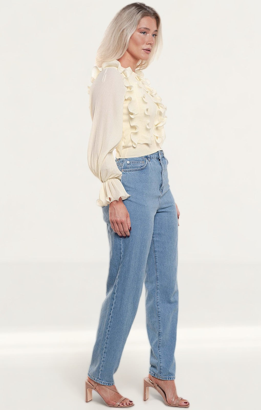 Zara Yellow Ruffled Knit Top