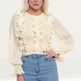 Zara Yellow Ruffled Knit Top product image