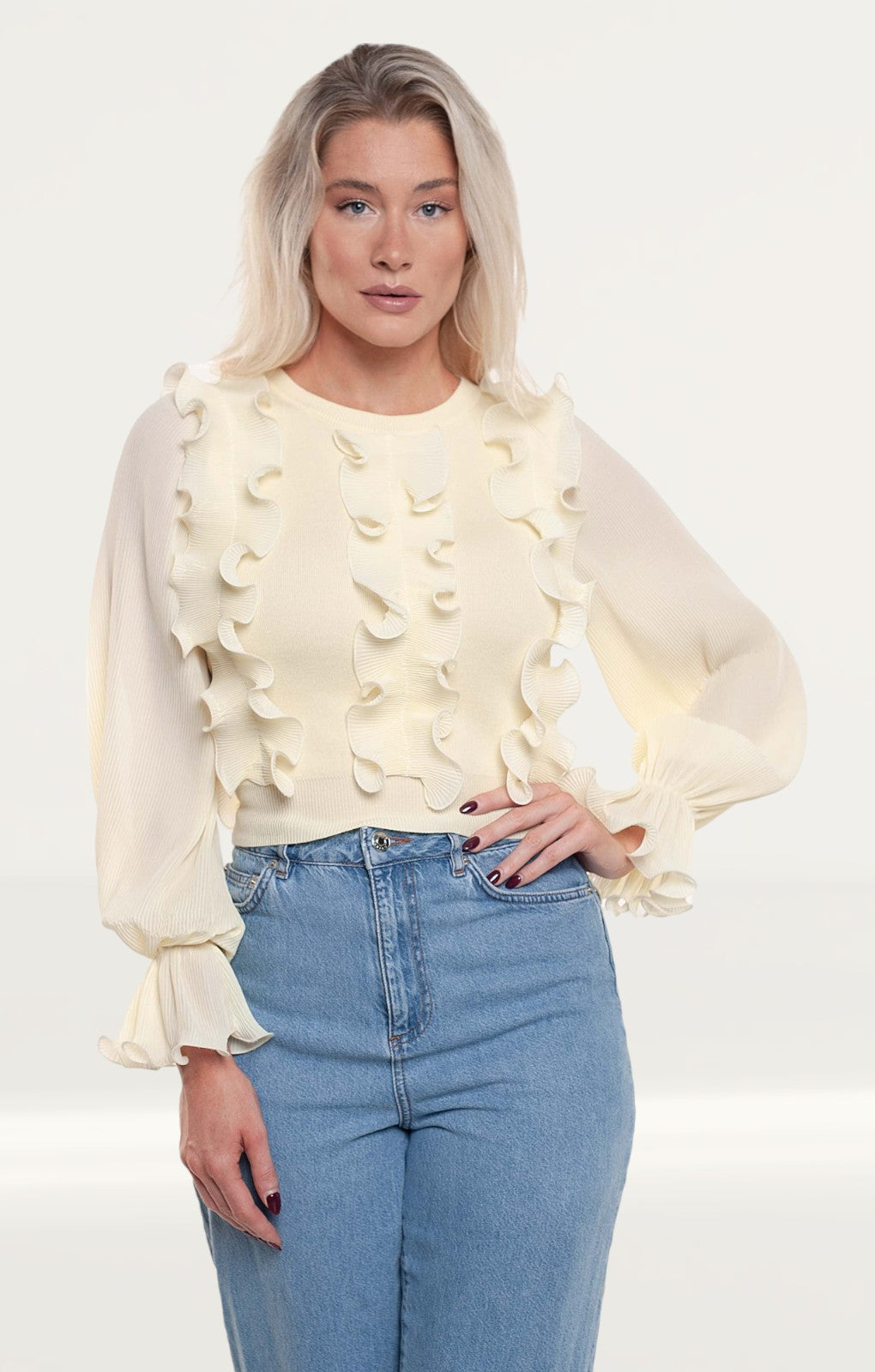 Zara Yellow Ruffled Knit Top product image