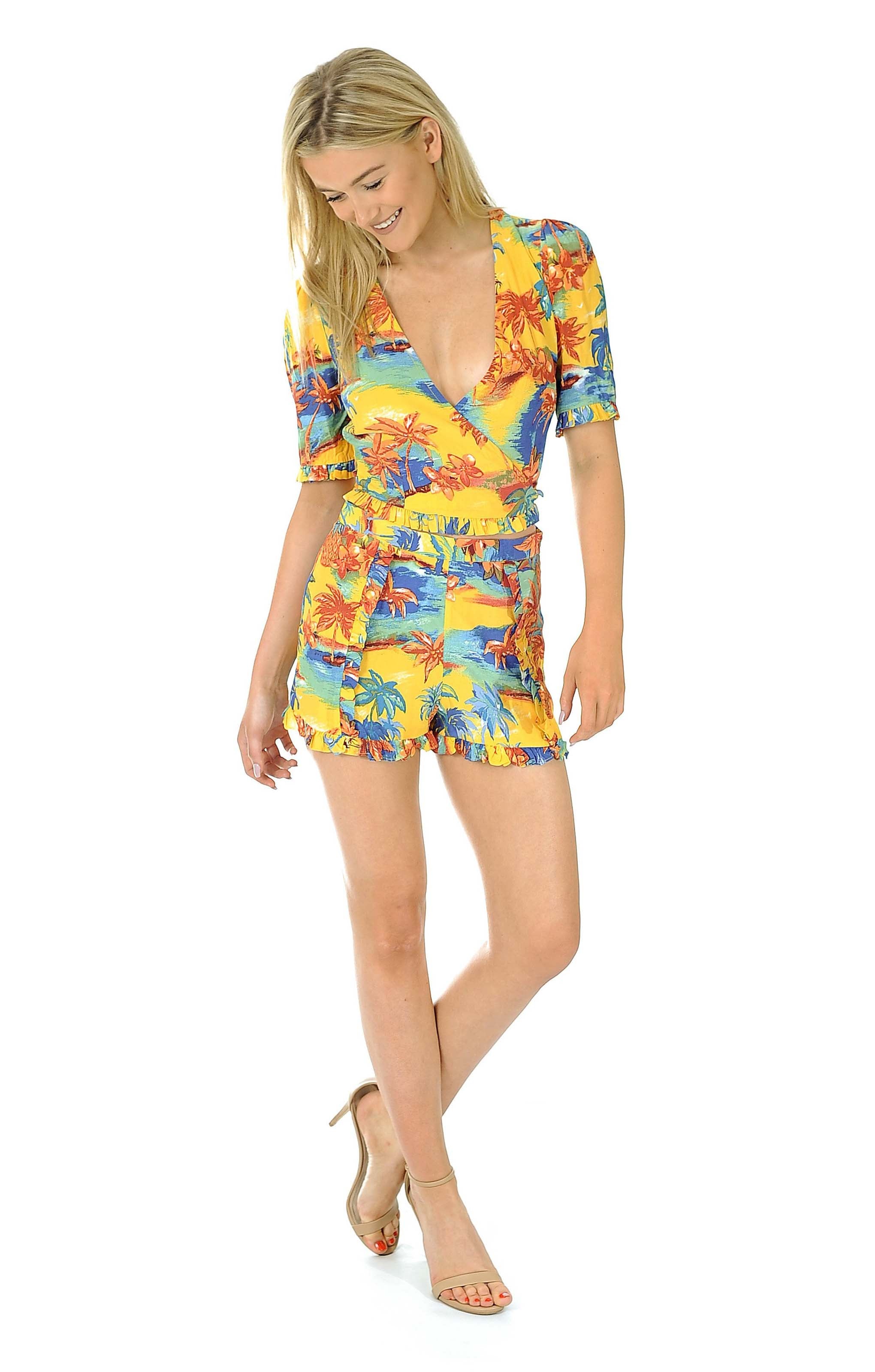 Ebay Only Zara Yellow Tropical Print Co-Ord – co-ords by Zara, available to rent from Hirestreet