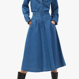 French Connection Zaves Chambray Midi Skirt