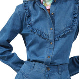 French Connection Zaves Chambray Ruffle Blouse