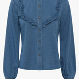 French Connection Zaves Chambray Ruffle Blouse